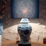 Hand-painted blue and white Paris porcelain lamp, circa 1980