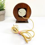 Mid century teak & brass lizana clock, vintage electric table clock