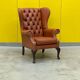 Fauteuil Chesterfield en cuir marron clair vintage