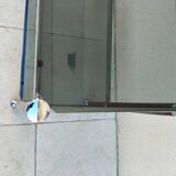 Vintage wooden serving trolley with smoked glass, chrome metal and wood