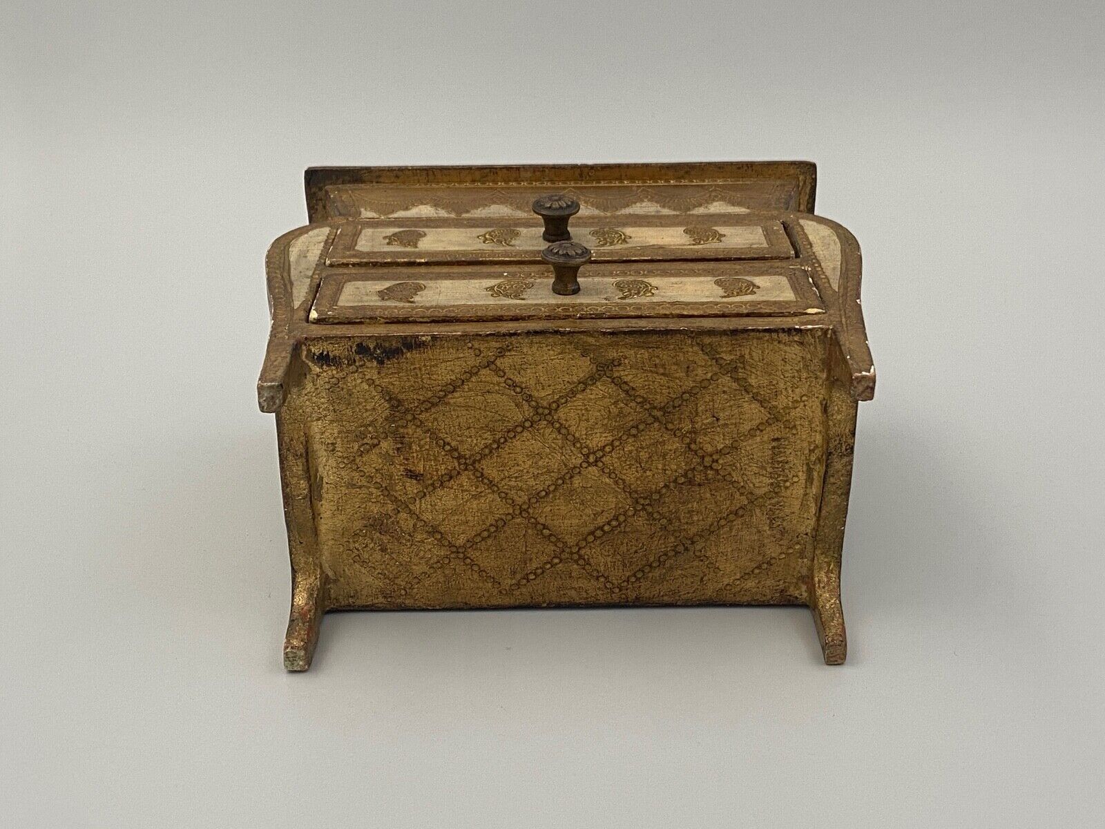 Miniature chest of drawers gilded wooden poupee furniture jewelry mid xxe italian