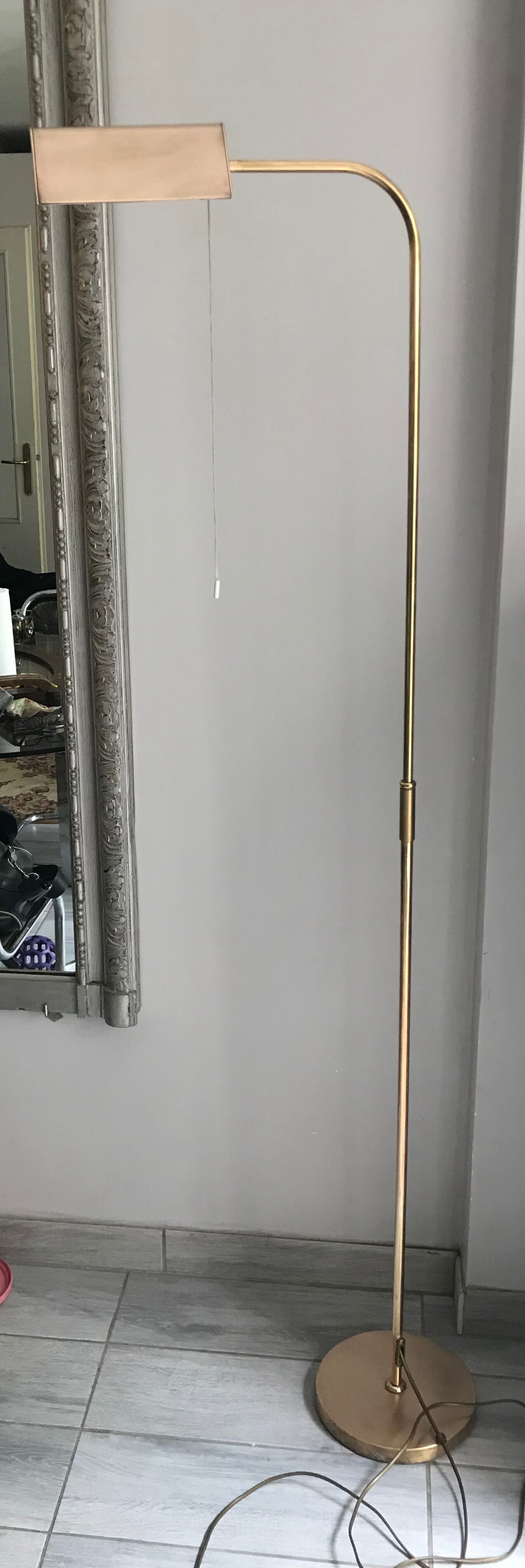 Floor lamp reading machine in vintage brass