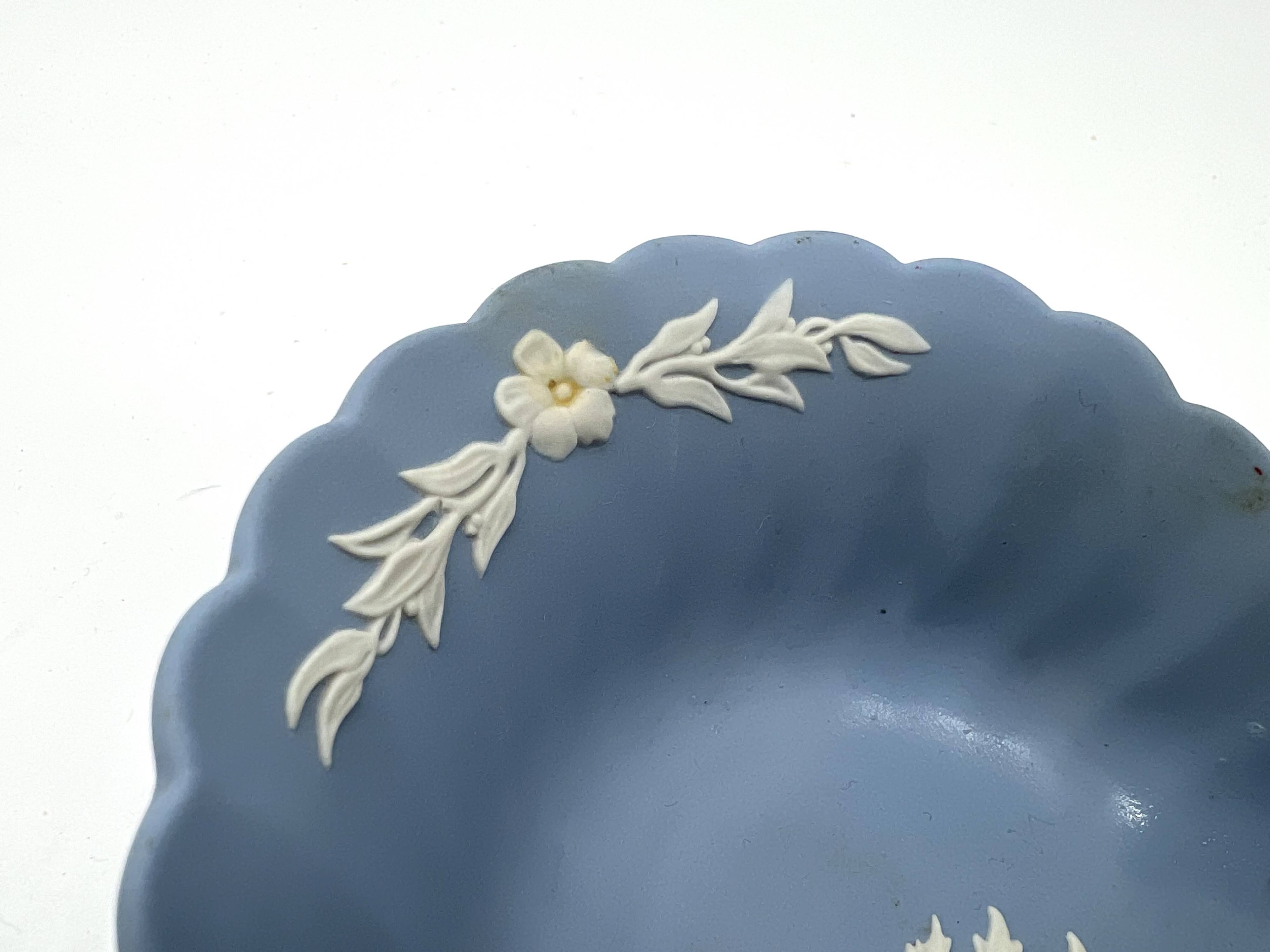 Blue Wedgwood Jasperware basket – English porcelain with relief decoration