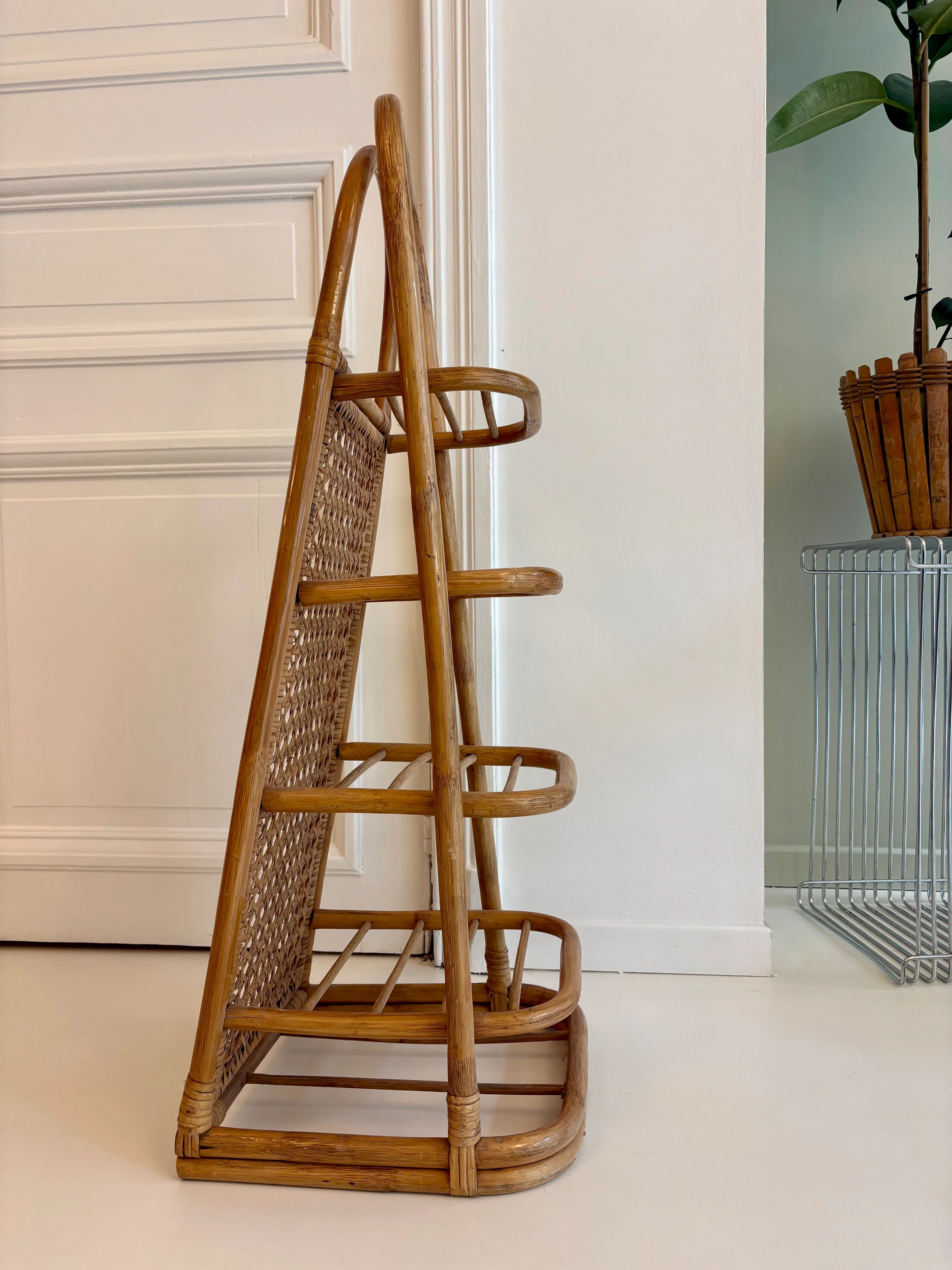 Vintage rattan and cane shelf – 1970s