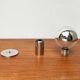Vintage German ceiling lamp in chrome and glass from the space age by Motoko Ishii for Staff, 1970s.