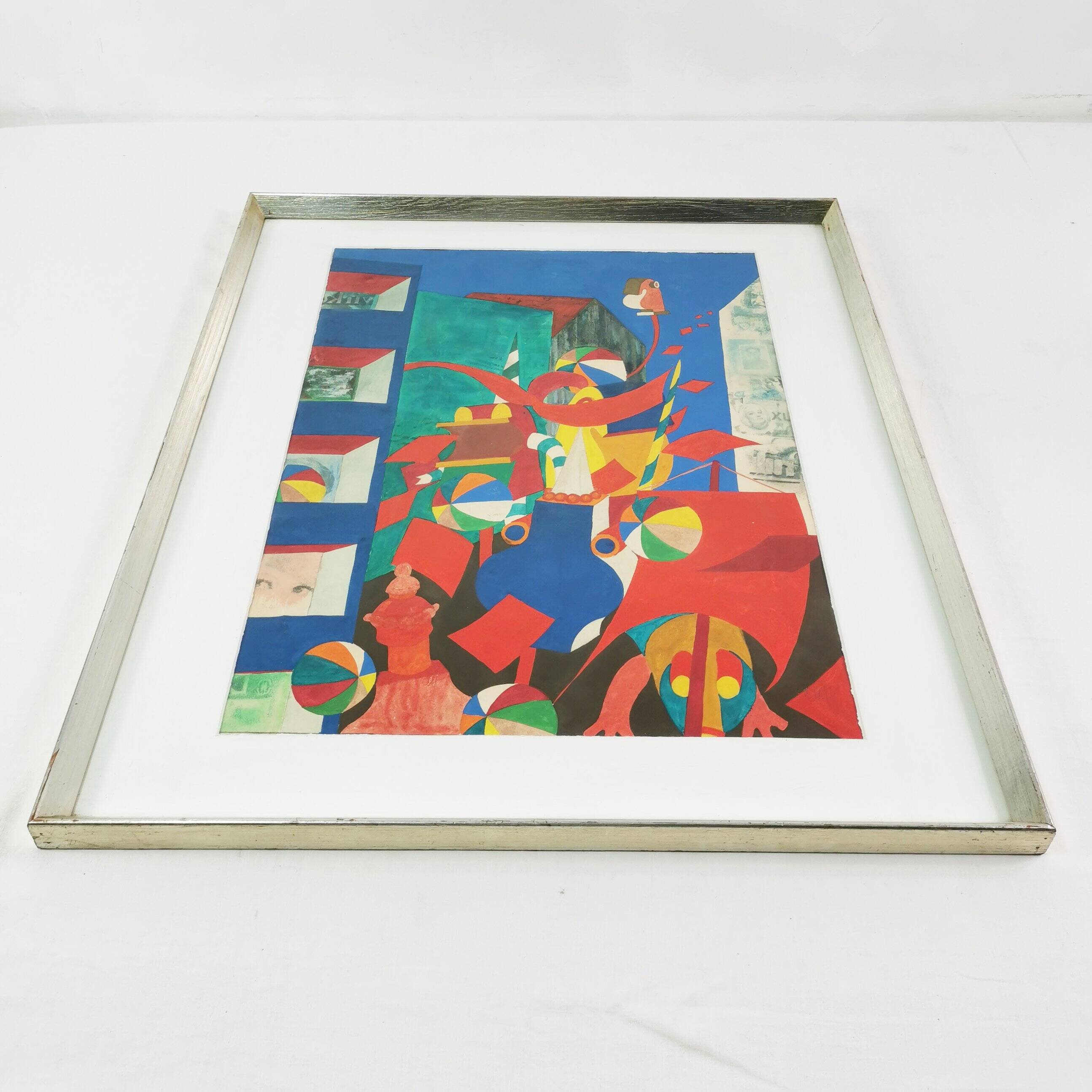 Surrealist painting, Bent Karl Jacobsen, Denmark 1970s