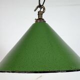 Industrial British Green Enamel Factory Pendant Lamp, 1950s