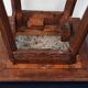 Art Nouveau wood stand planter with stone plaque