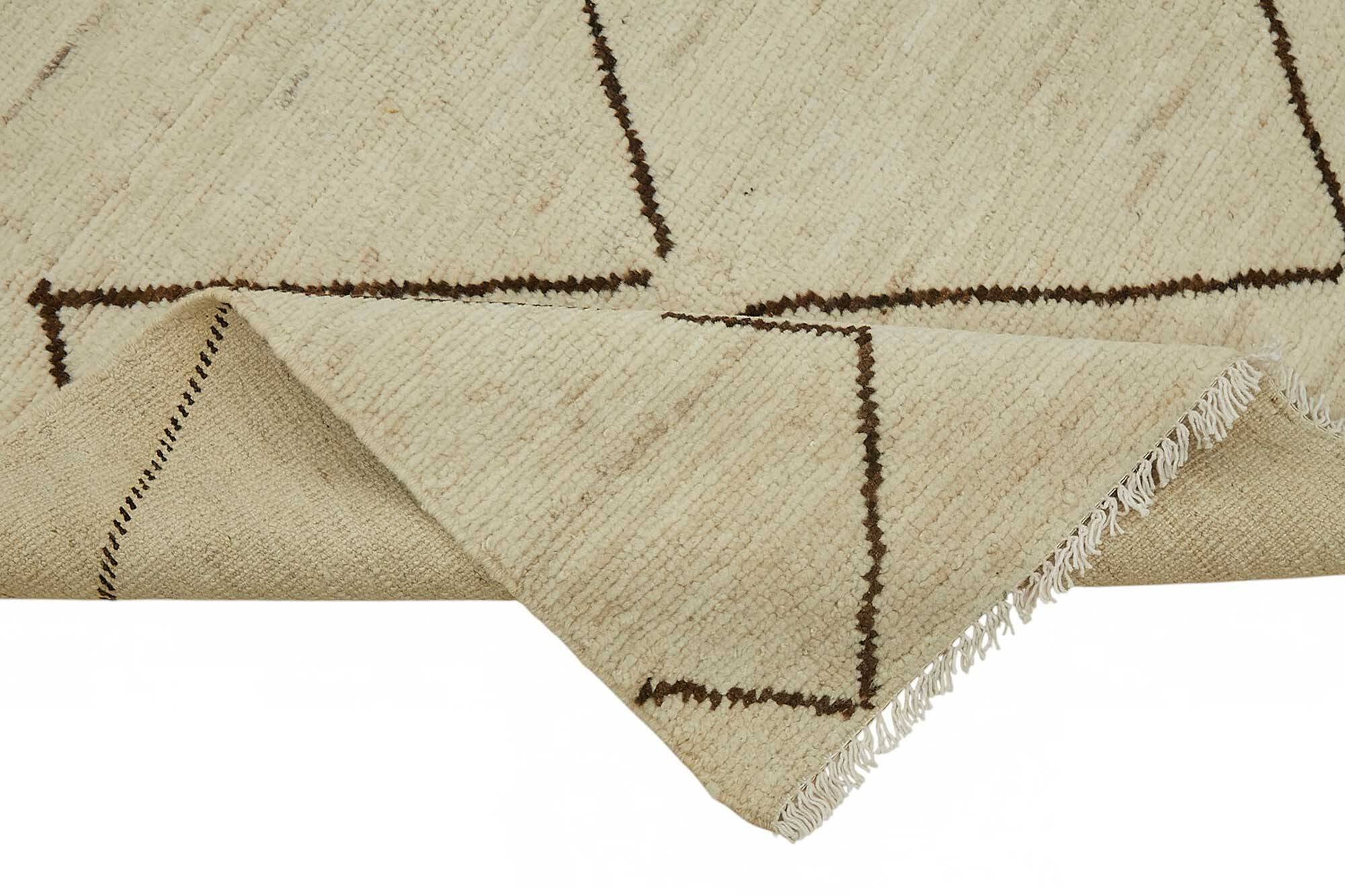 Handwoven Tribal One of a Kind 208 cm x 294 cm Beige Wool Carpet