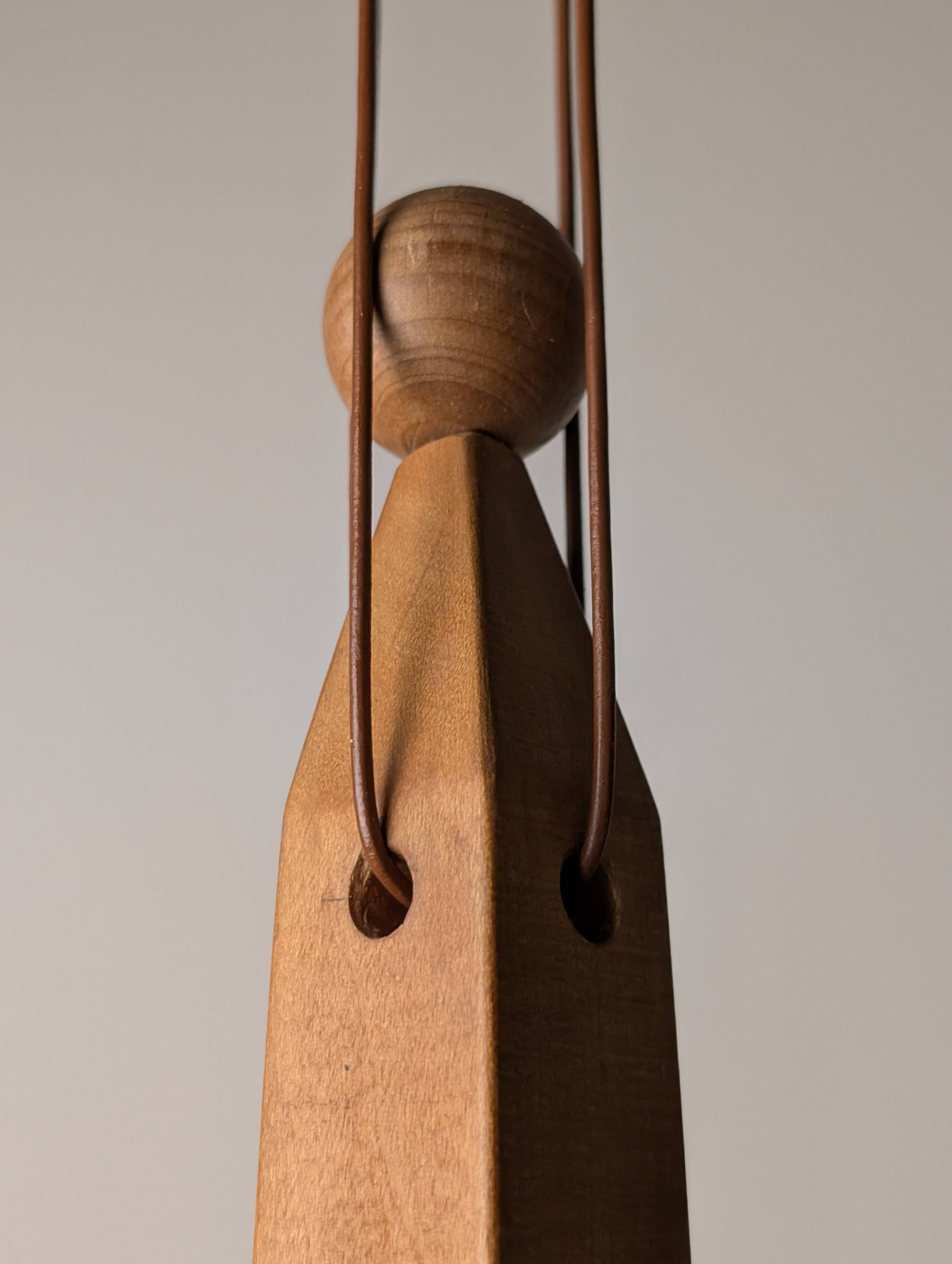 Danish hanging wooden candelabra, Art Deco style, 1970s