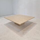 Italian Square Coffee Table in Travertine, 1980s
