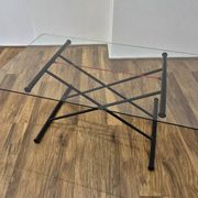 Italian desk dining coffee table Glass top metal legs adjustable height