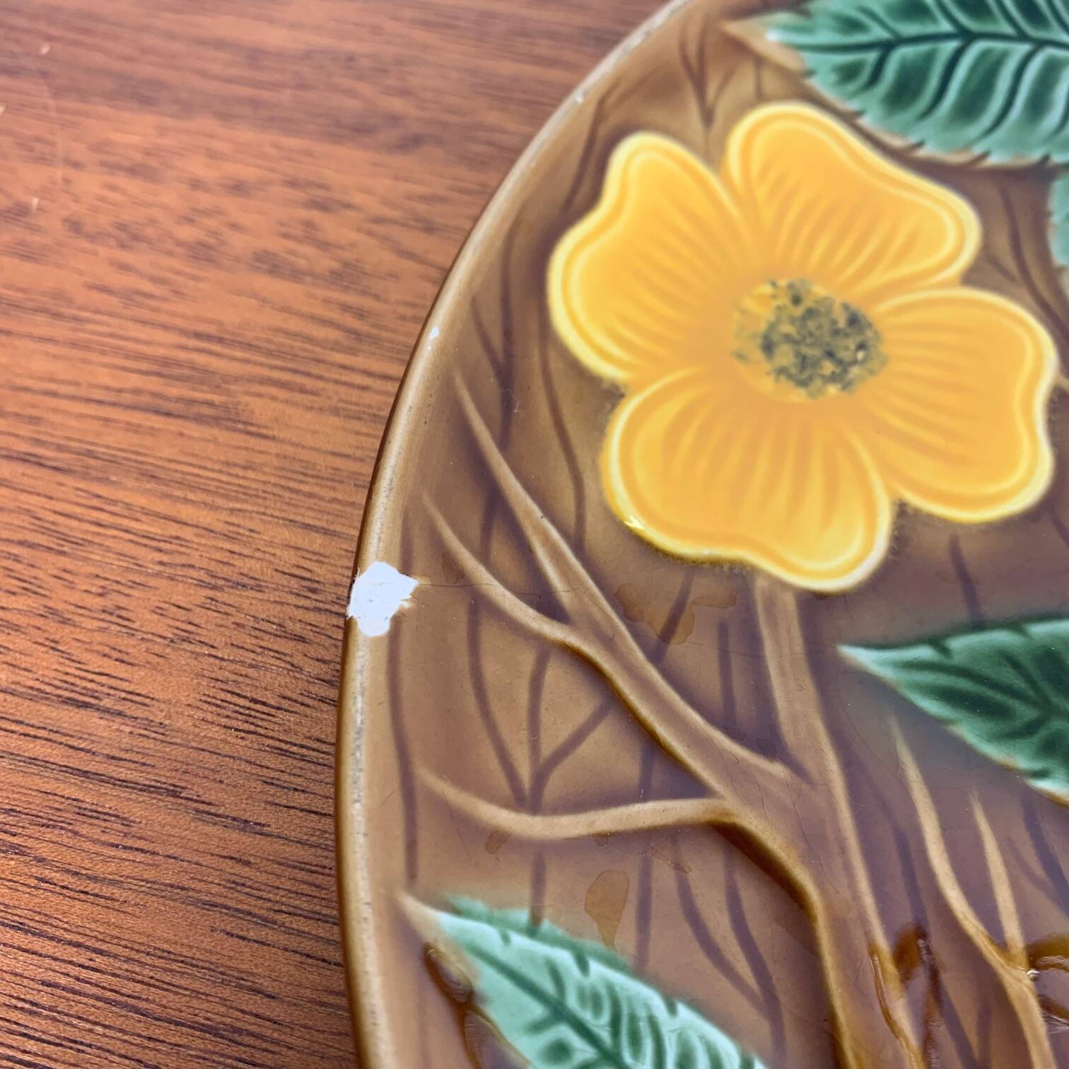 Barbotine Serving Tray, Sarreguemines, 1950