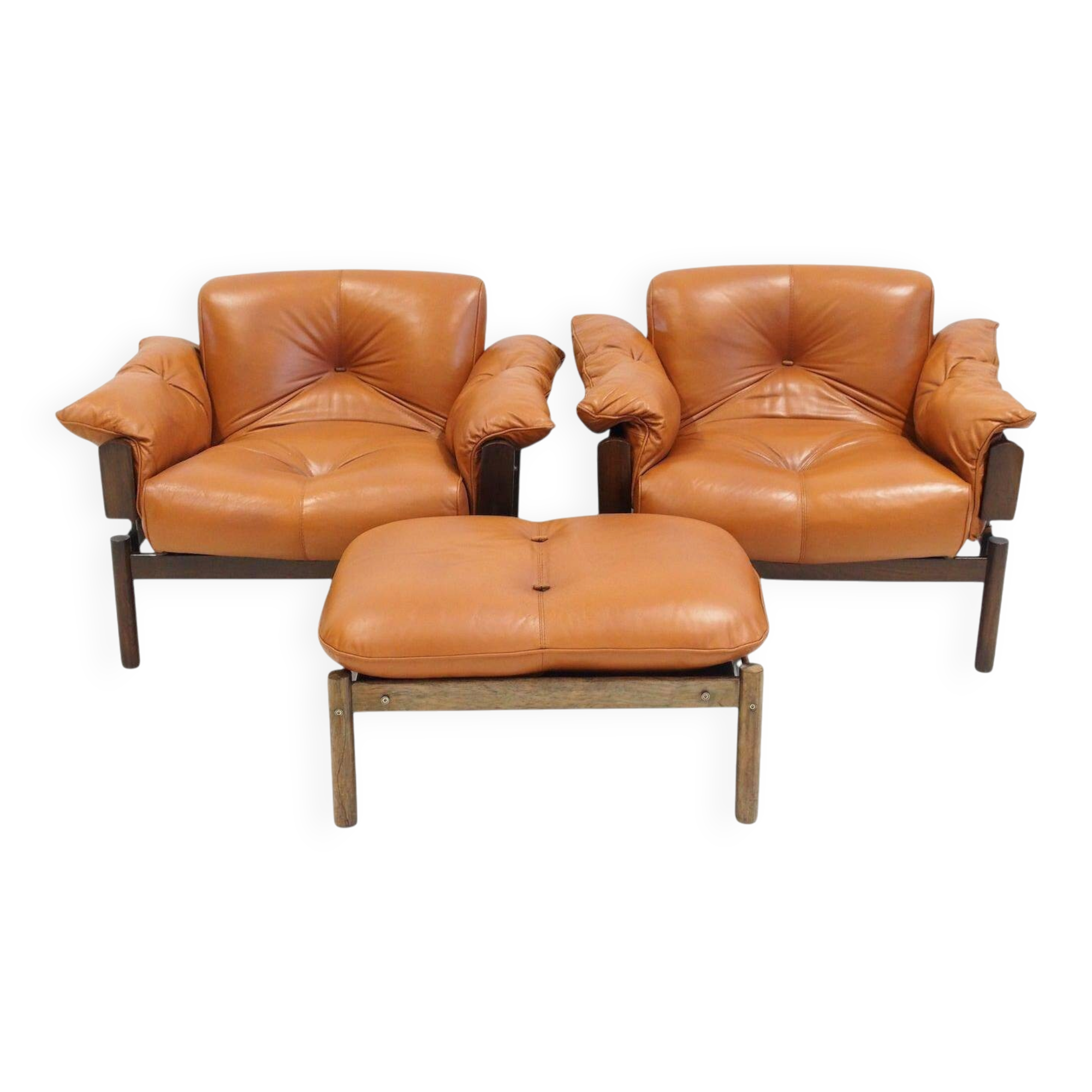 Ensemble de fauteuils MP-13 de Percival Lafer en cuir cognac
