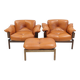 Ensemble de fauteuils MP-13 de Percival Lafer en cuir cognac