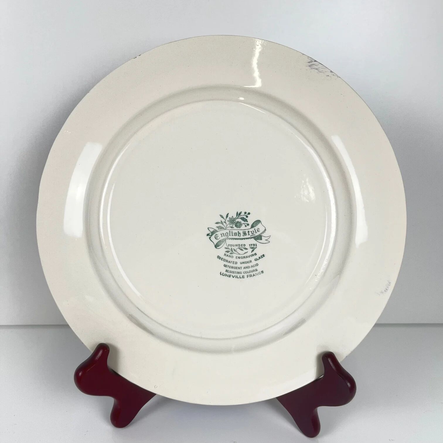 Set of 6 flat plates "English style" blue, Lunéville