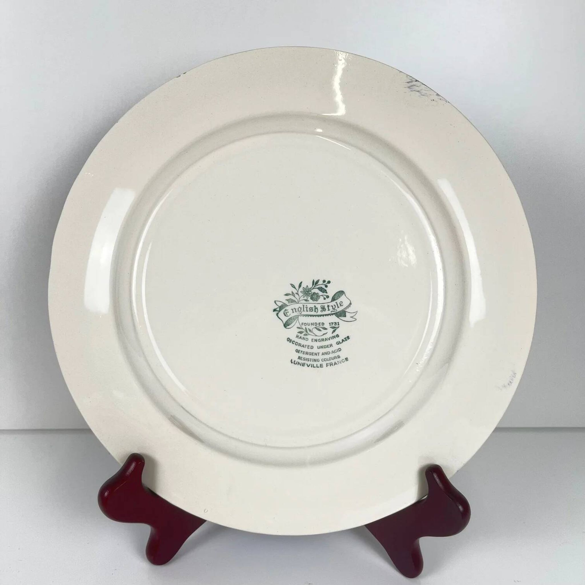 Set of 6 flat plates "English style" blue, Lunéville