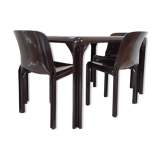 Table avec trois chaises design Vico Magistretti pour Artemide dans les années 70, Stadio 120, Selene