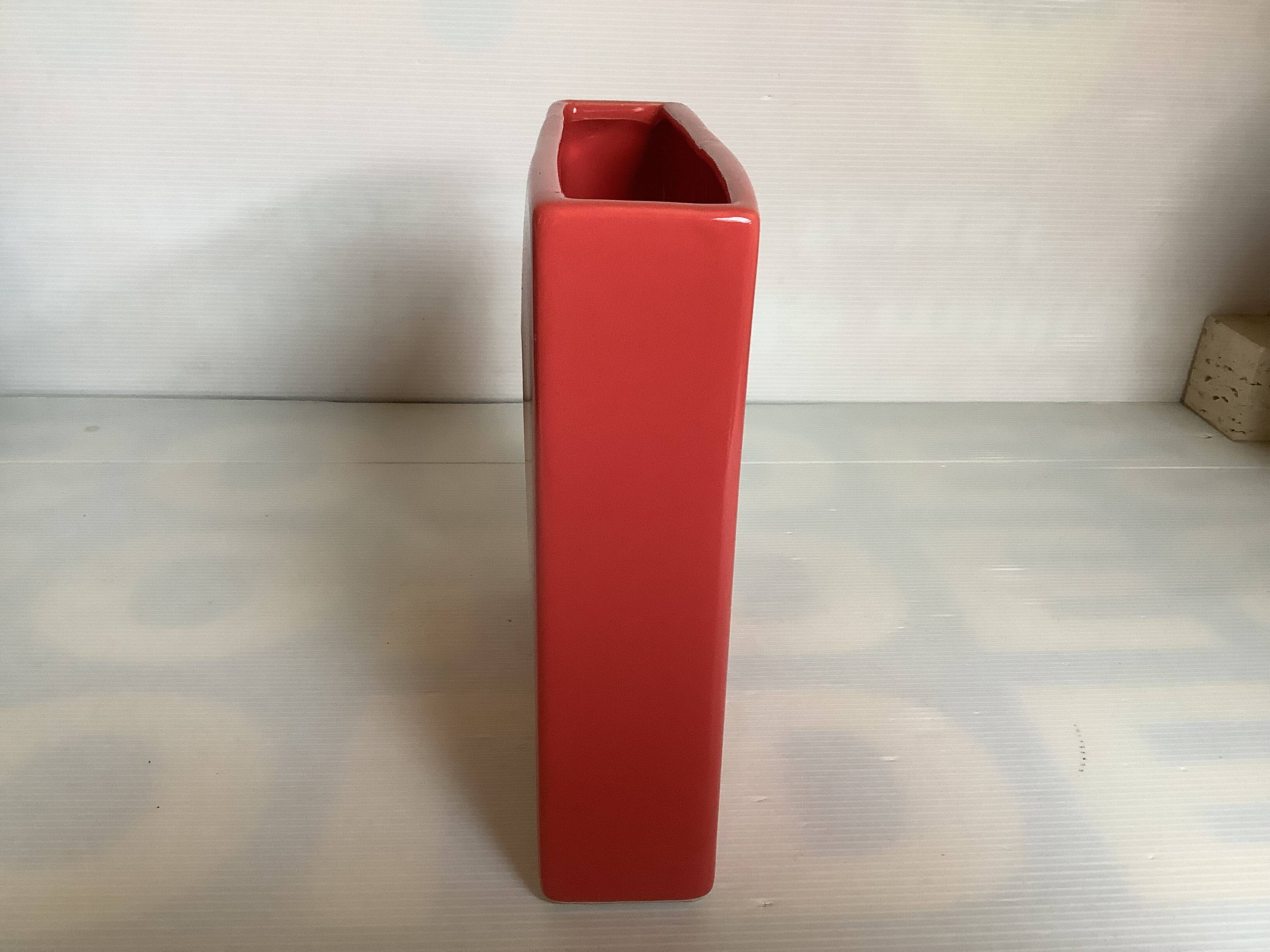 Large cubic coral vase