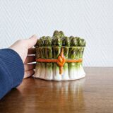 Vintage asparagus tableware sauce container, Italian majolica