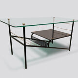 Iron, glass and opaline coffee table