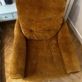 1970s yellow suede armchair