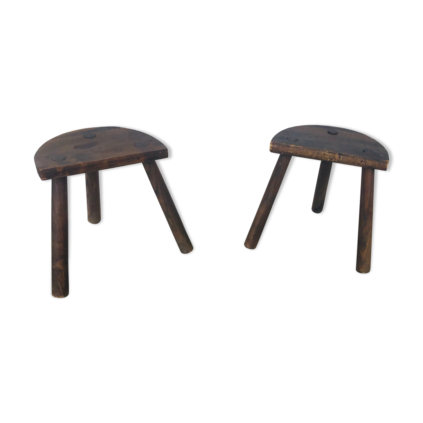 Pair of vintage tripod farm stools