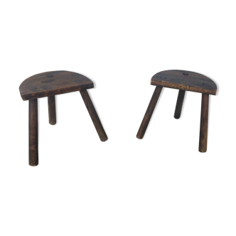 Pair of vintage tripod farm stools