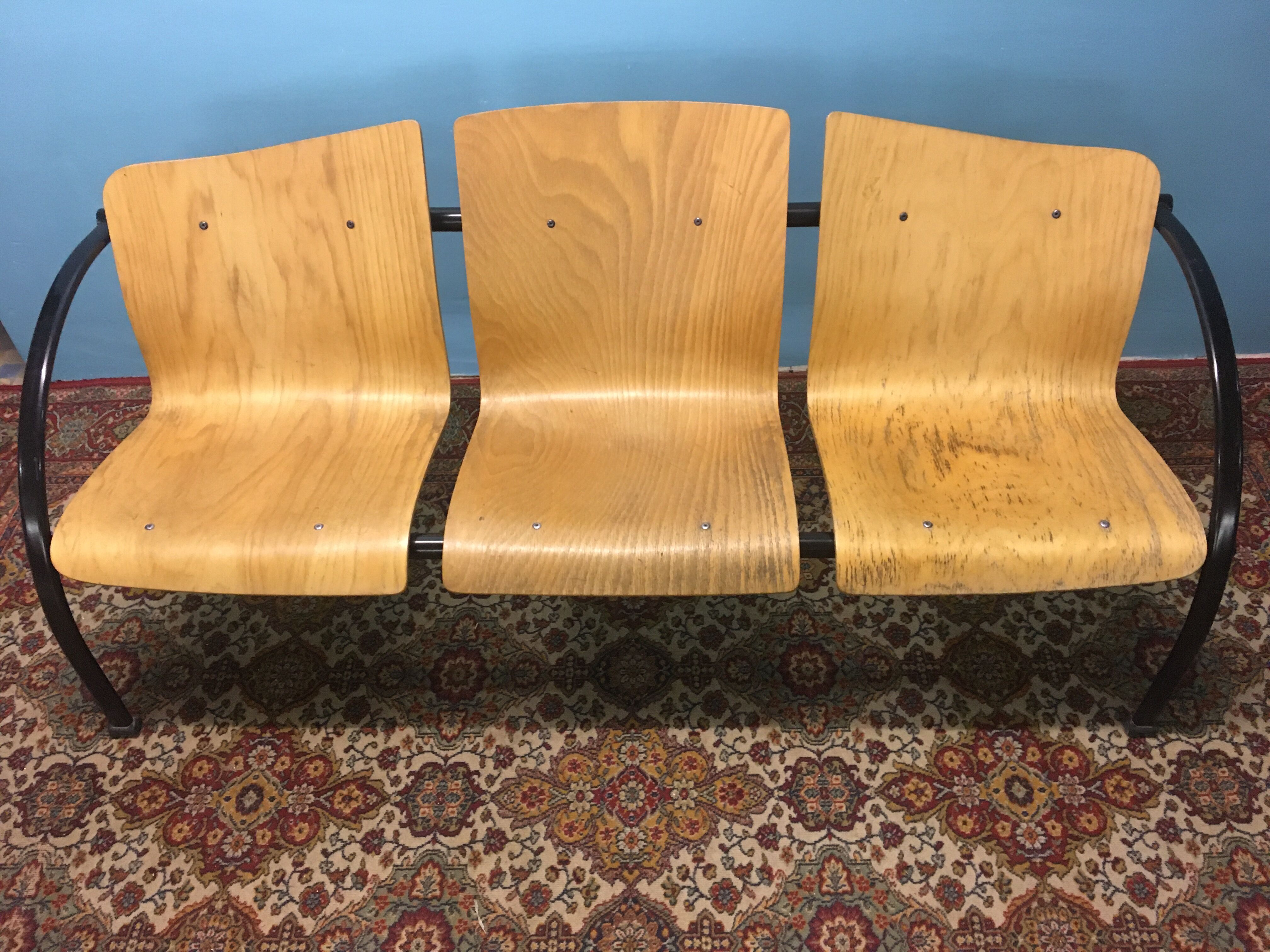 Wooden and metal bench 80s