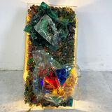 Vintage brutalist glass wall lamp 1960s