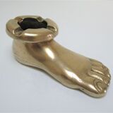 Anthropomorphic ashtray solid brass foot design 70s