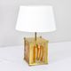 Amber Murano Glass and Brass Italian Modern Mazzega Table Lamp Zuccheri Style