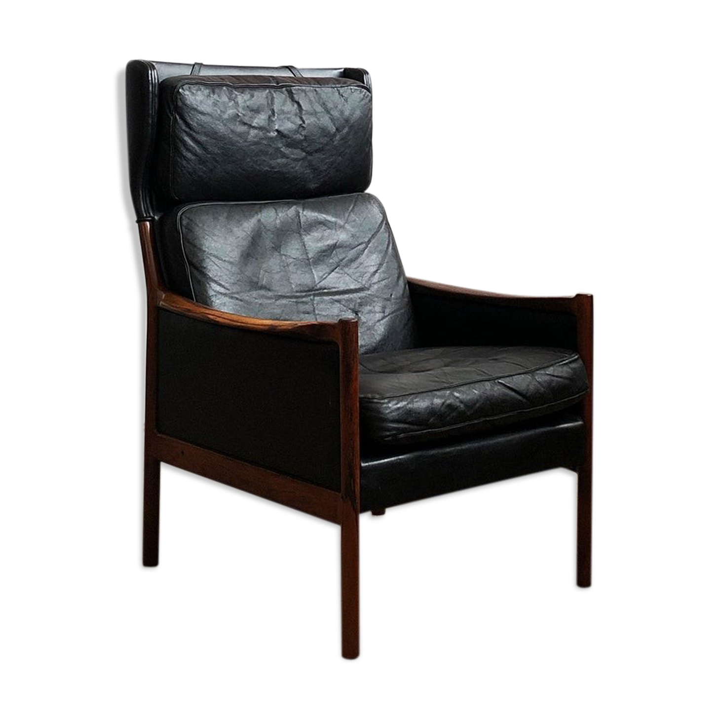 Danish leather and Rosewood armchair