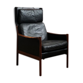 Danish leather and Rosewood armchair