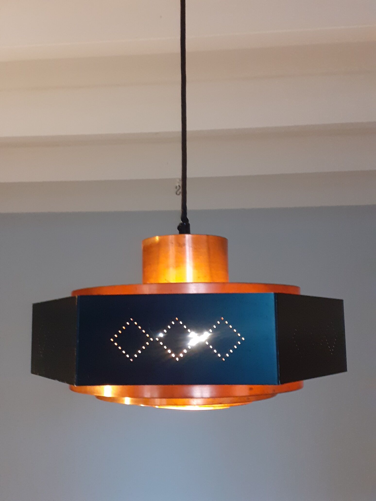 Copper suspension by T. Røste, Norwegian Vintage 1960s