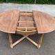 Renovated round extendable farmhouse dining table made of solid wood, 115cm.