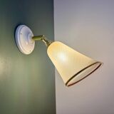 Applique tulipe vintage en verre granité blanc et doré