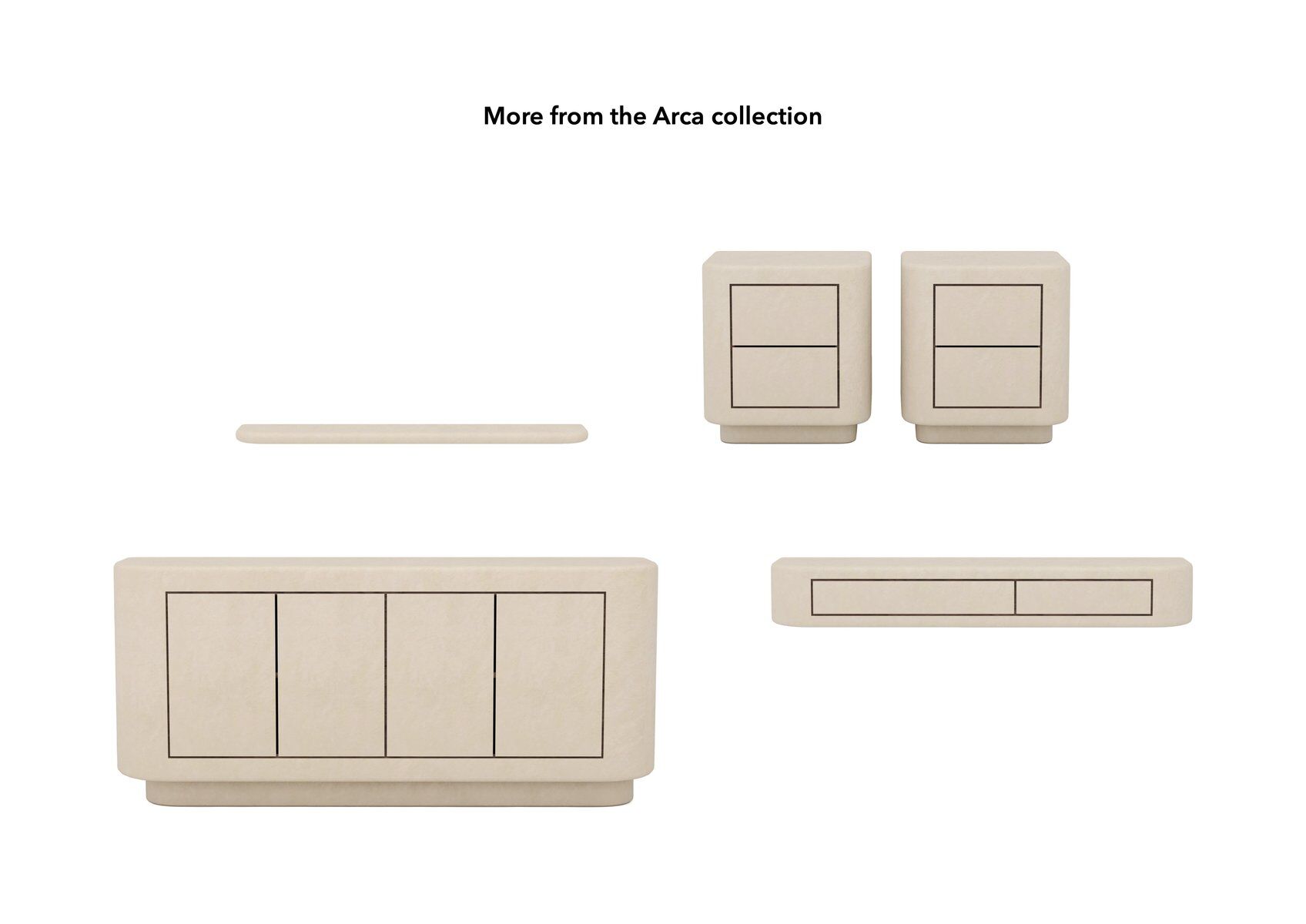 Contemporary Handmade Textured Plaster Sideboard with Walnut Interior
