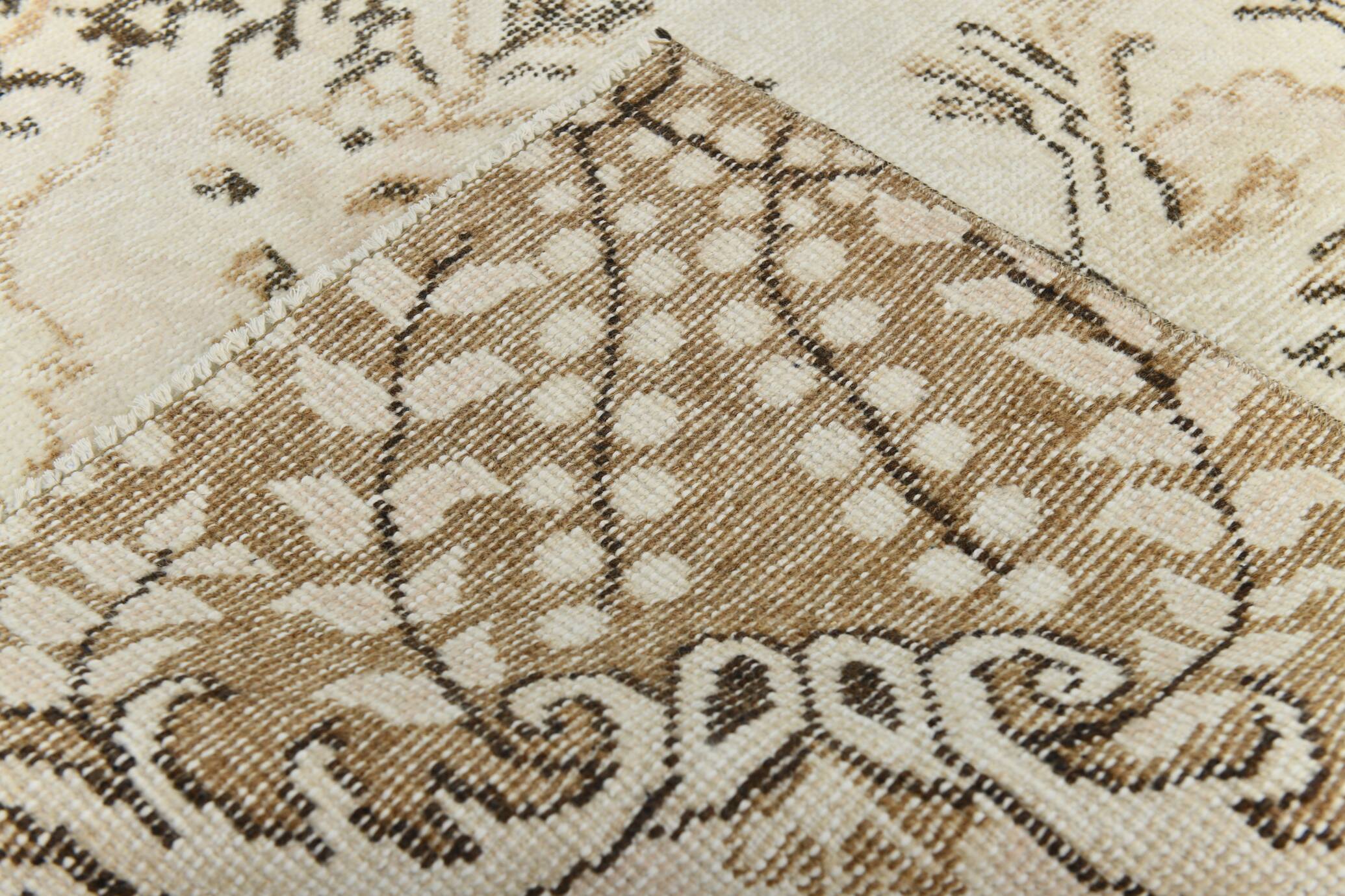 All-Over Floral Pattern Beige Brown Turkish Rug, 166x285Cm