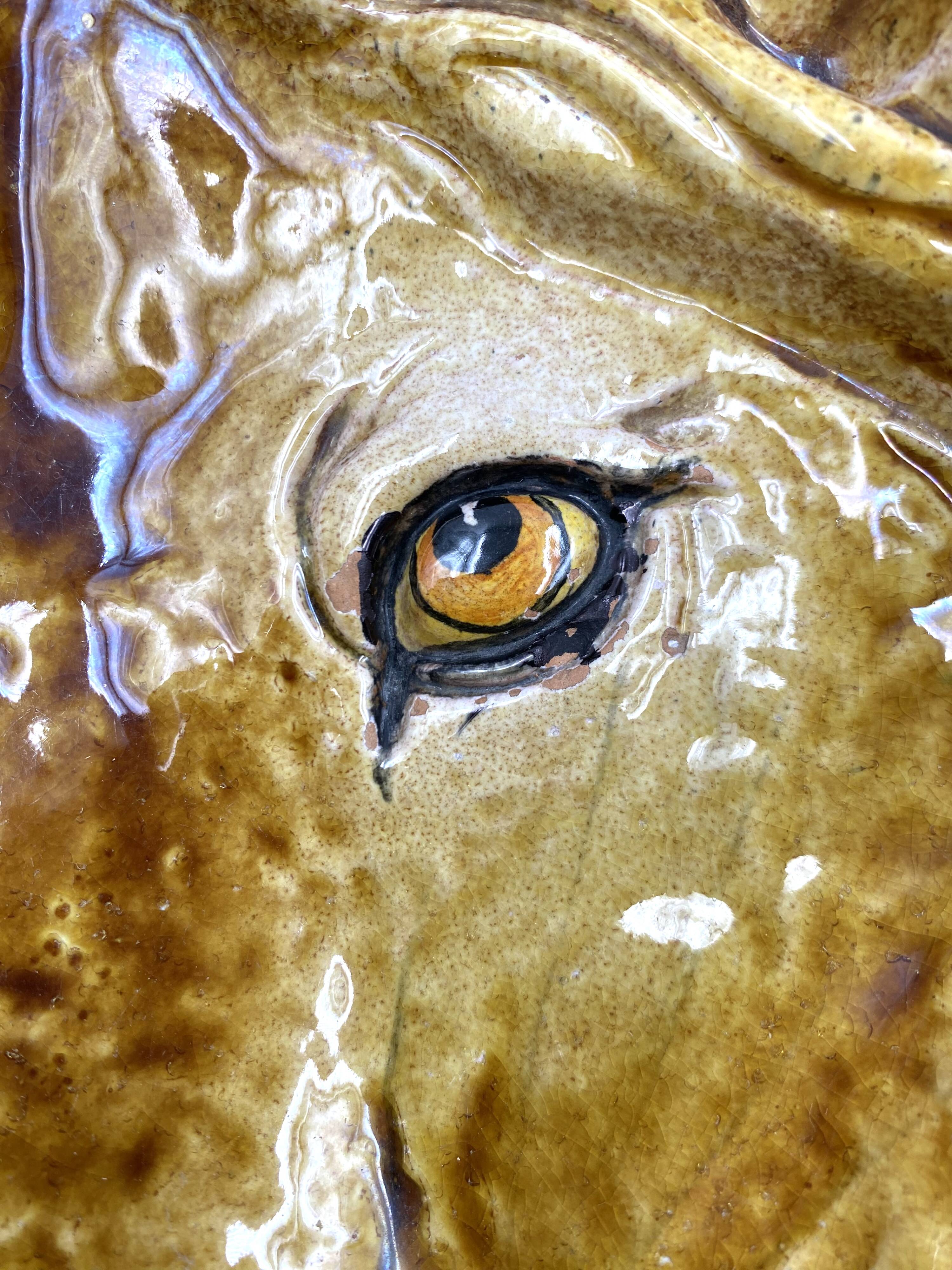 Mid-century lion ceramic plate / vide poche, Italy 1970s