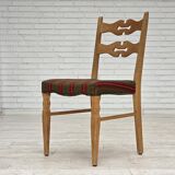 1970s, set of 2 Danish dining chairs, furniture wool, solid oak wood.