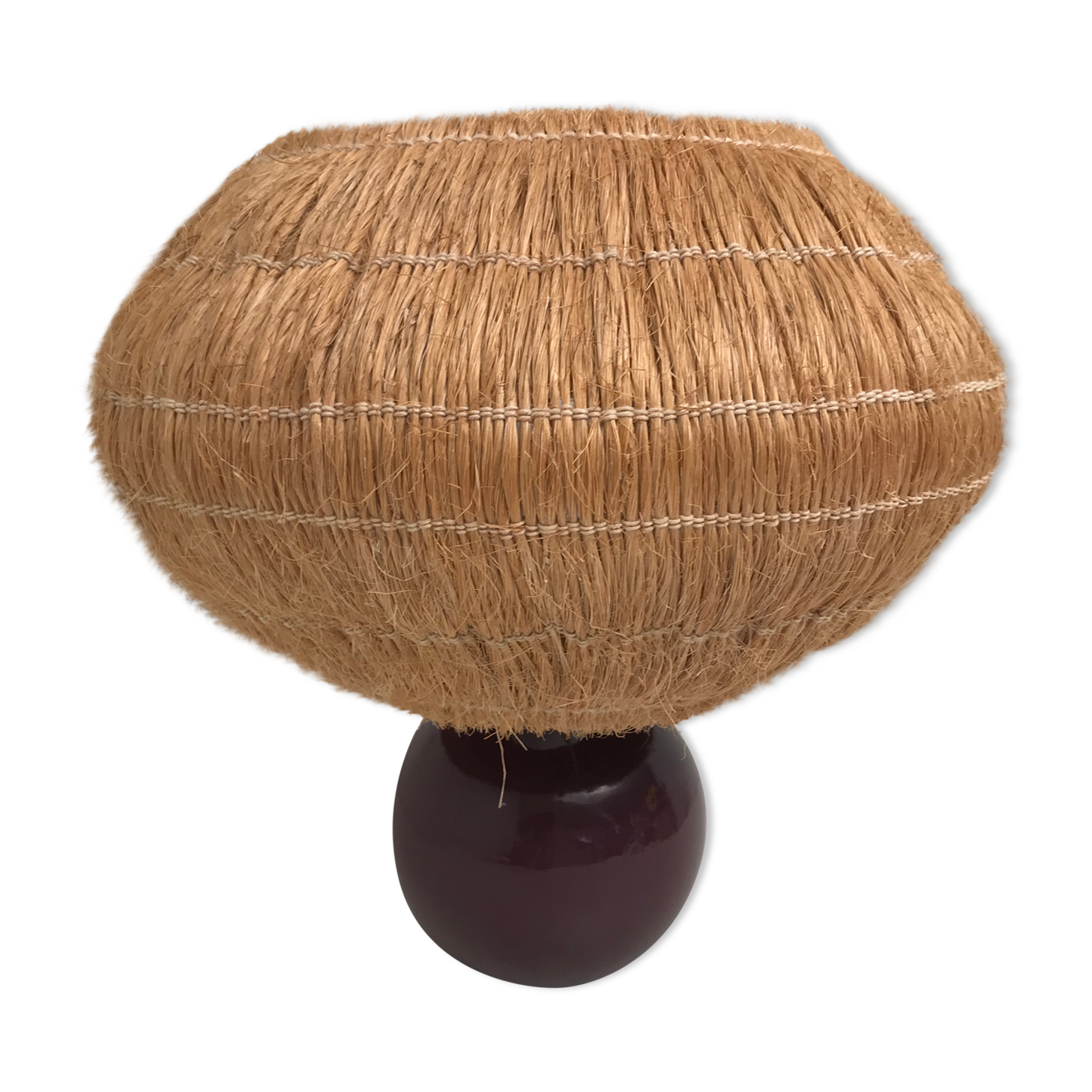 Ceramic table lamp and vintage straw