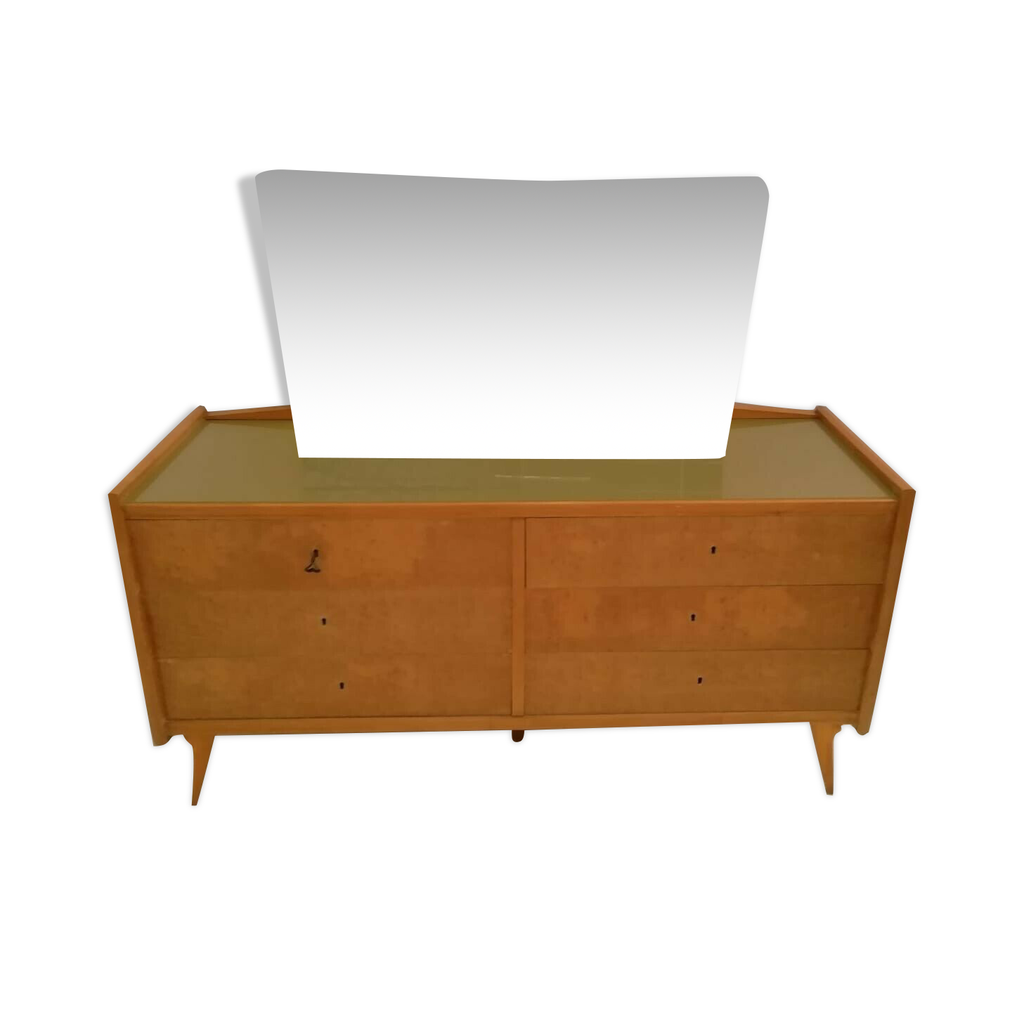 Commode pieds compas avec miroir italien des années 50
