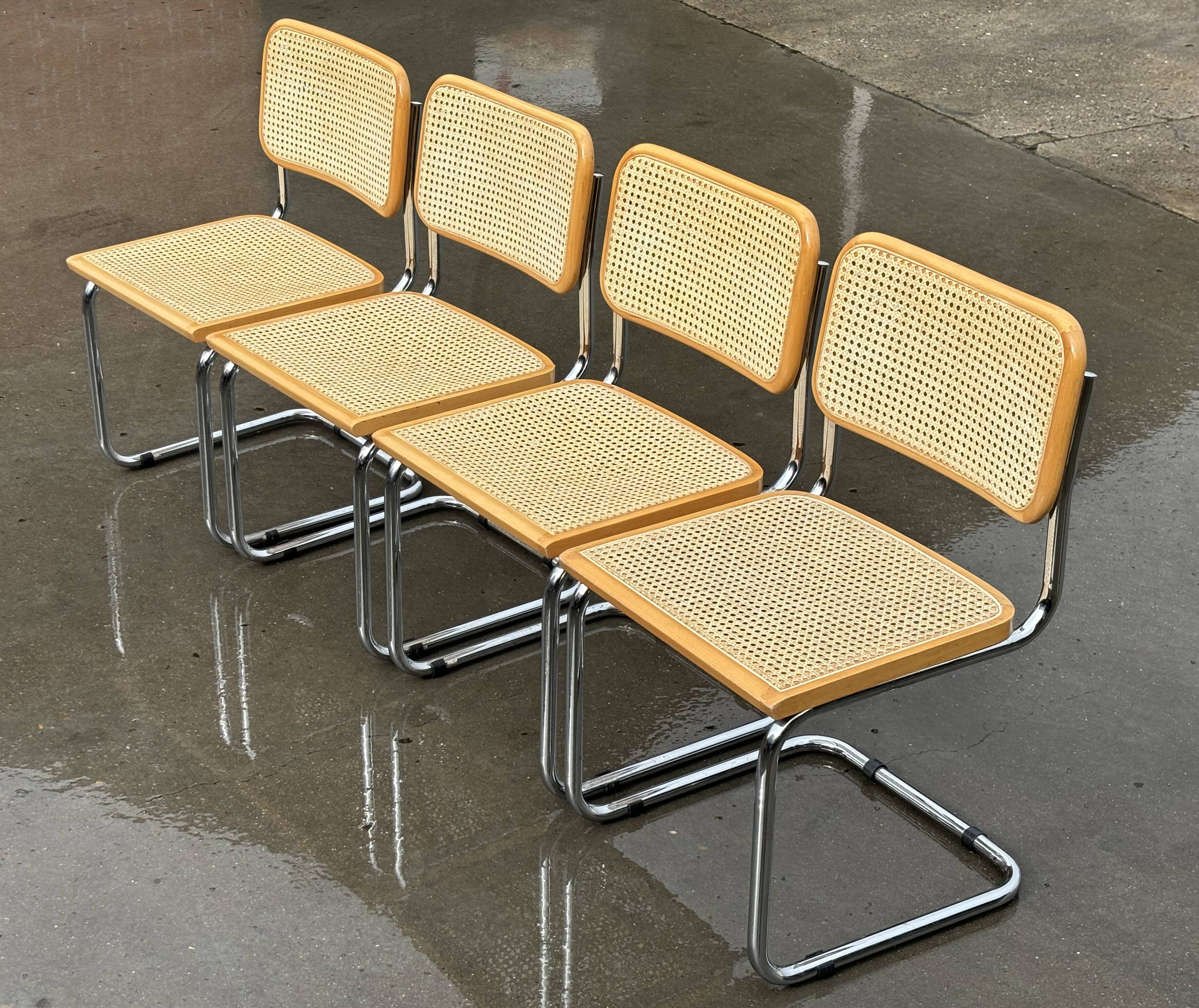 Set of 4 chairs model Cesca B32 designed by Marcel Breuer design