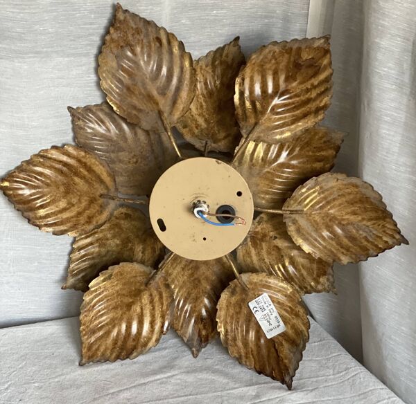 Applique (ou plafonnier) fleur dorée masca vintage 1980