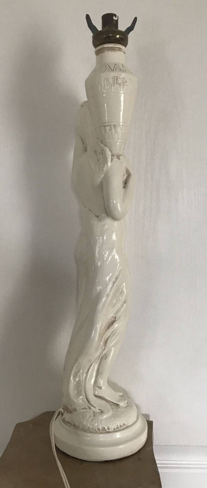 Glazed Ceramic Lamp Base for Women, signed