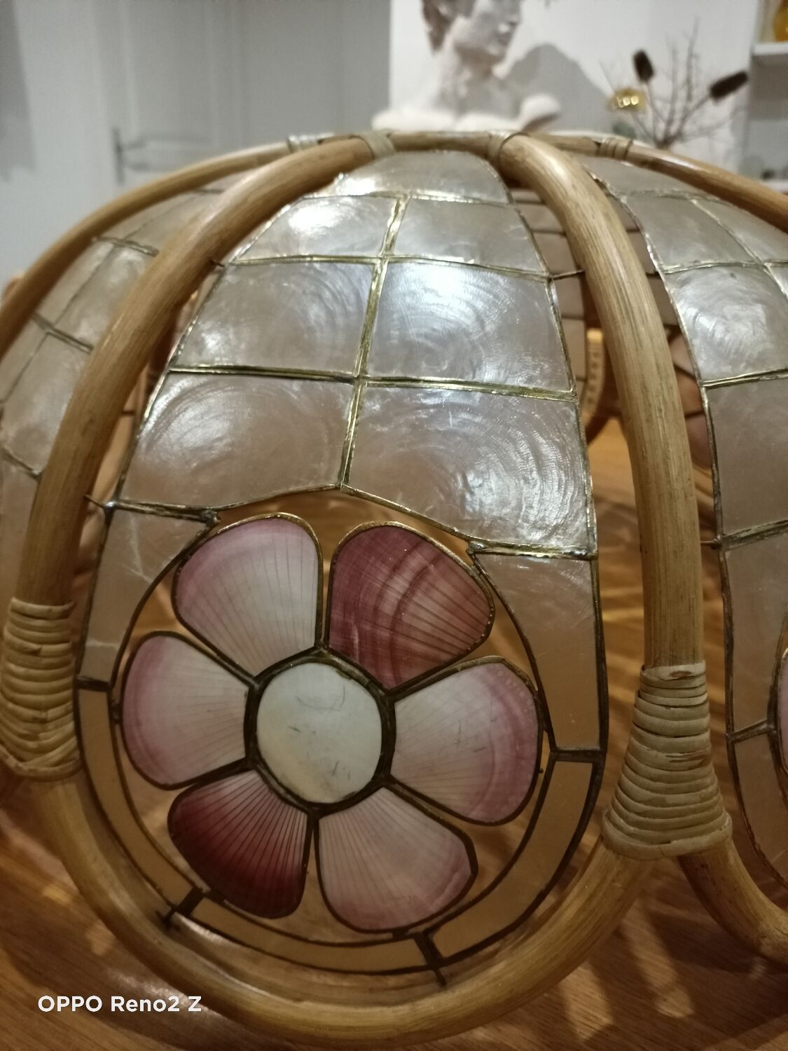 Suspension nacre et bambou