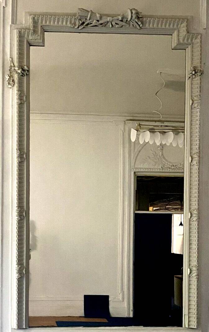 Louis XVI style mirror in wood and carved stucco 20th century