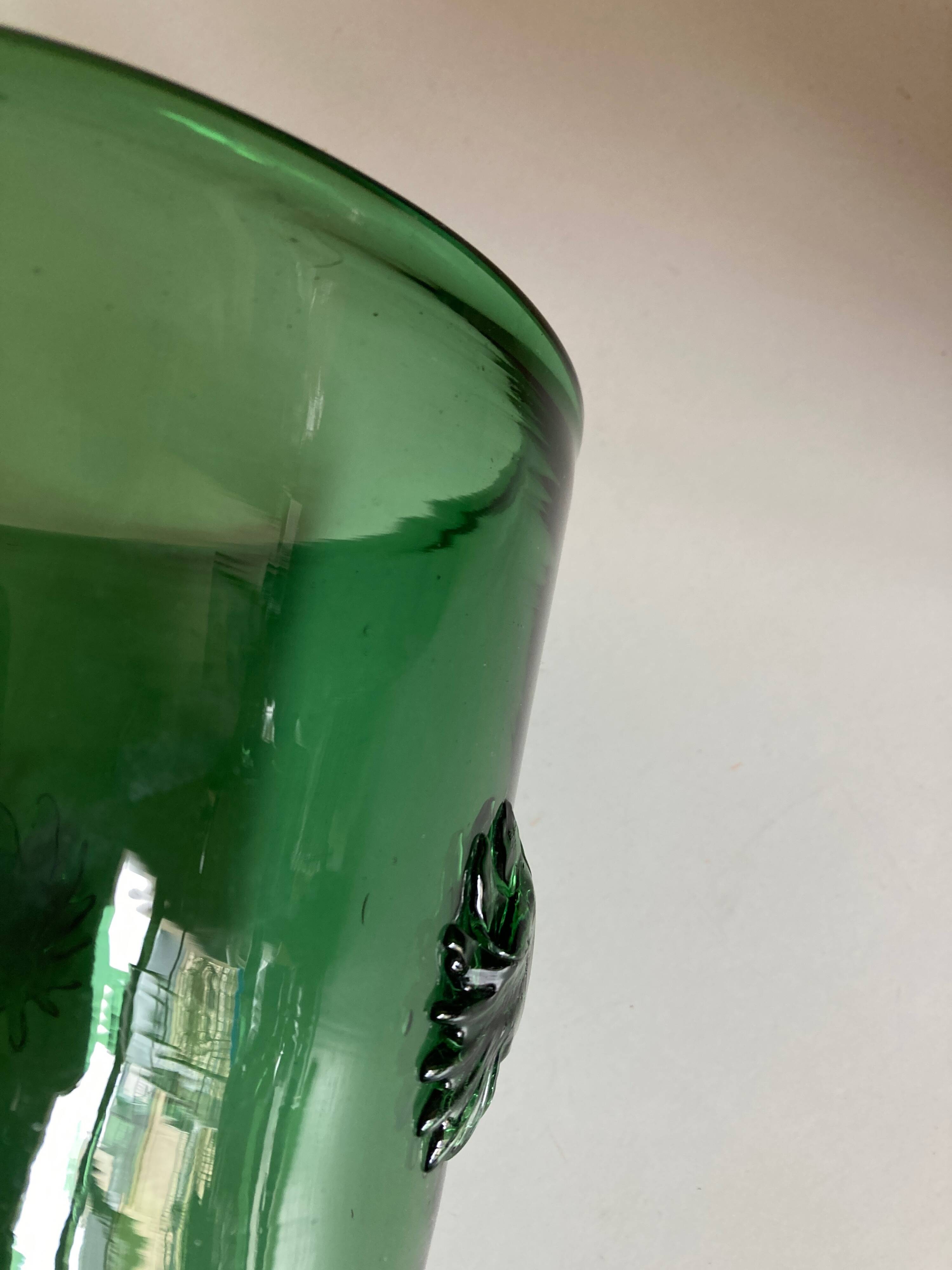 Xxl vase in sun-blown glass italian work empoli 1960