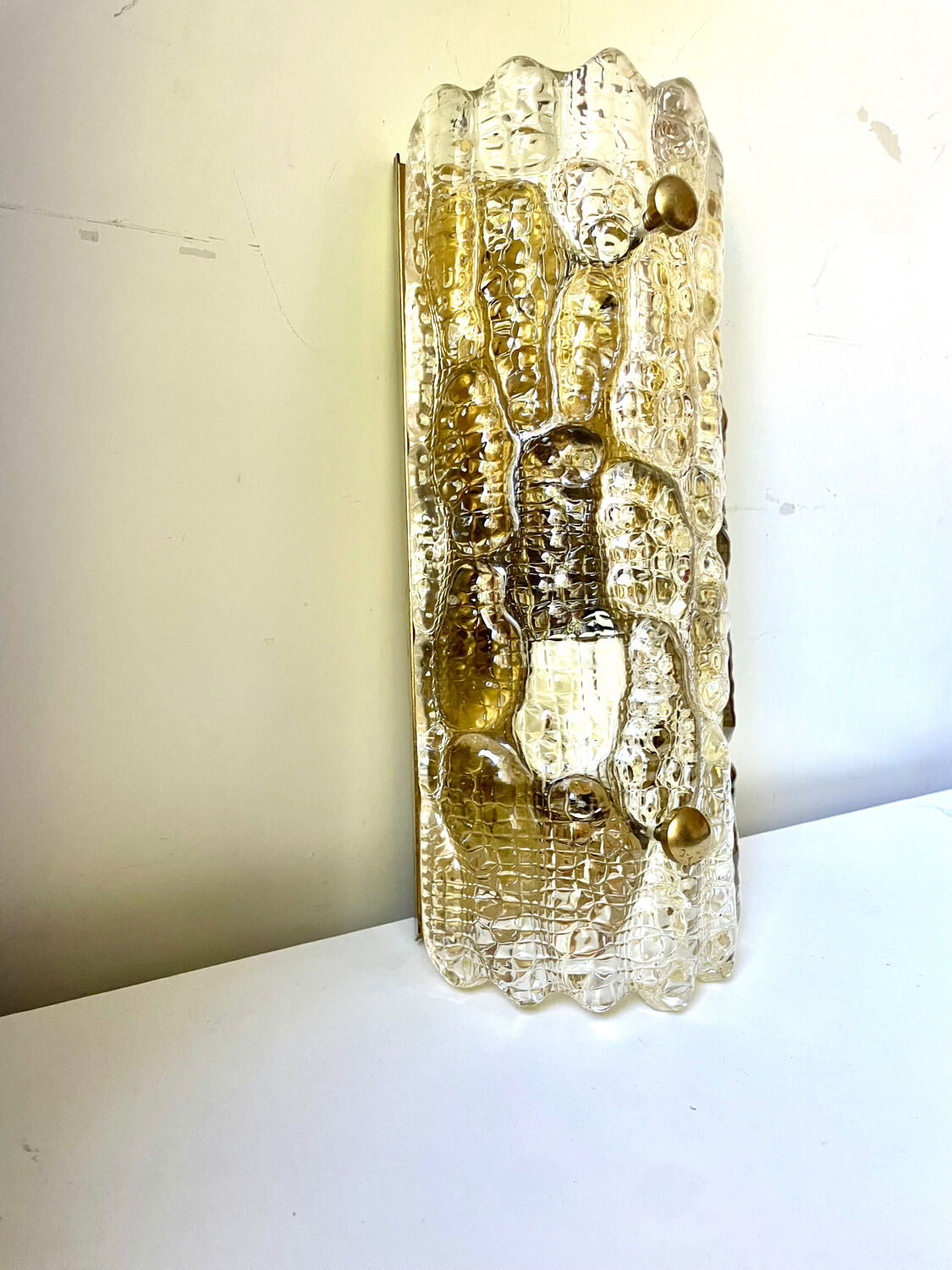 Glass & Brass wall sconces design by Carl Fagerlund for Orrefors /Lyfa